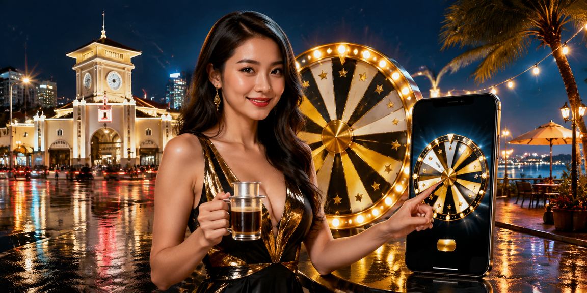 Người dùng TP. Hồ Chí Minh theo dõi kết quả xổ số và lucky draw trên điện thoại tại quán cà phê