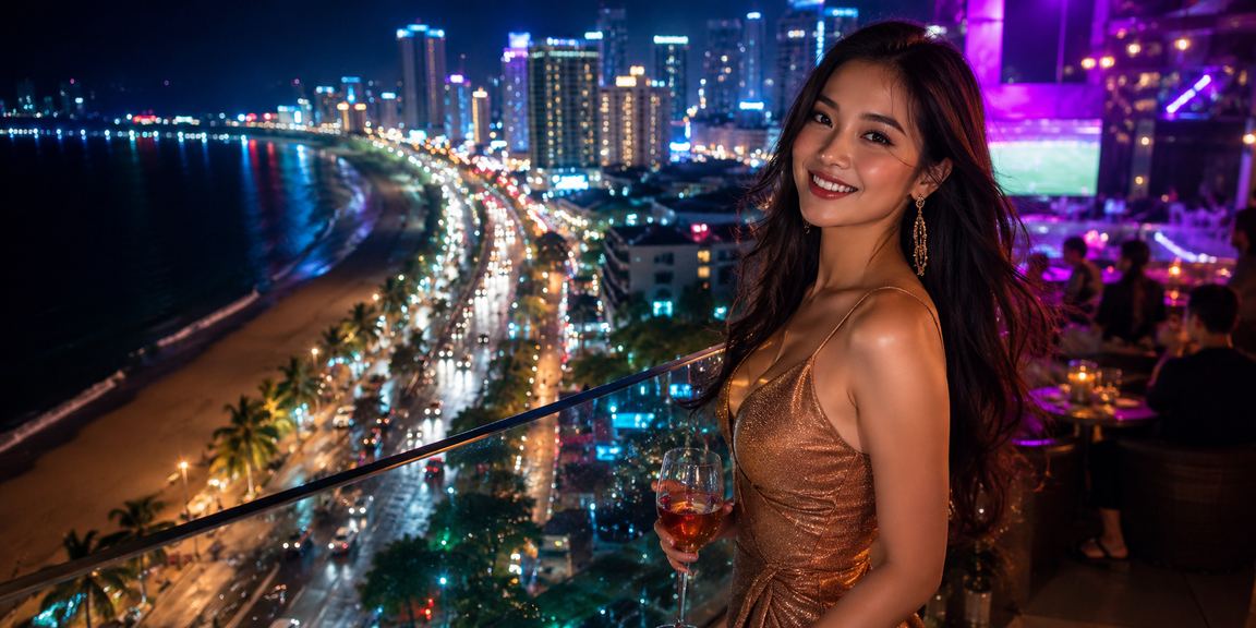 Sảnh giải trí casino trực tuyến về đêm tại Nha Trang